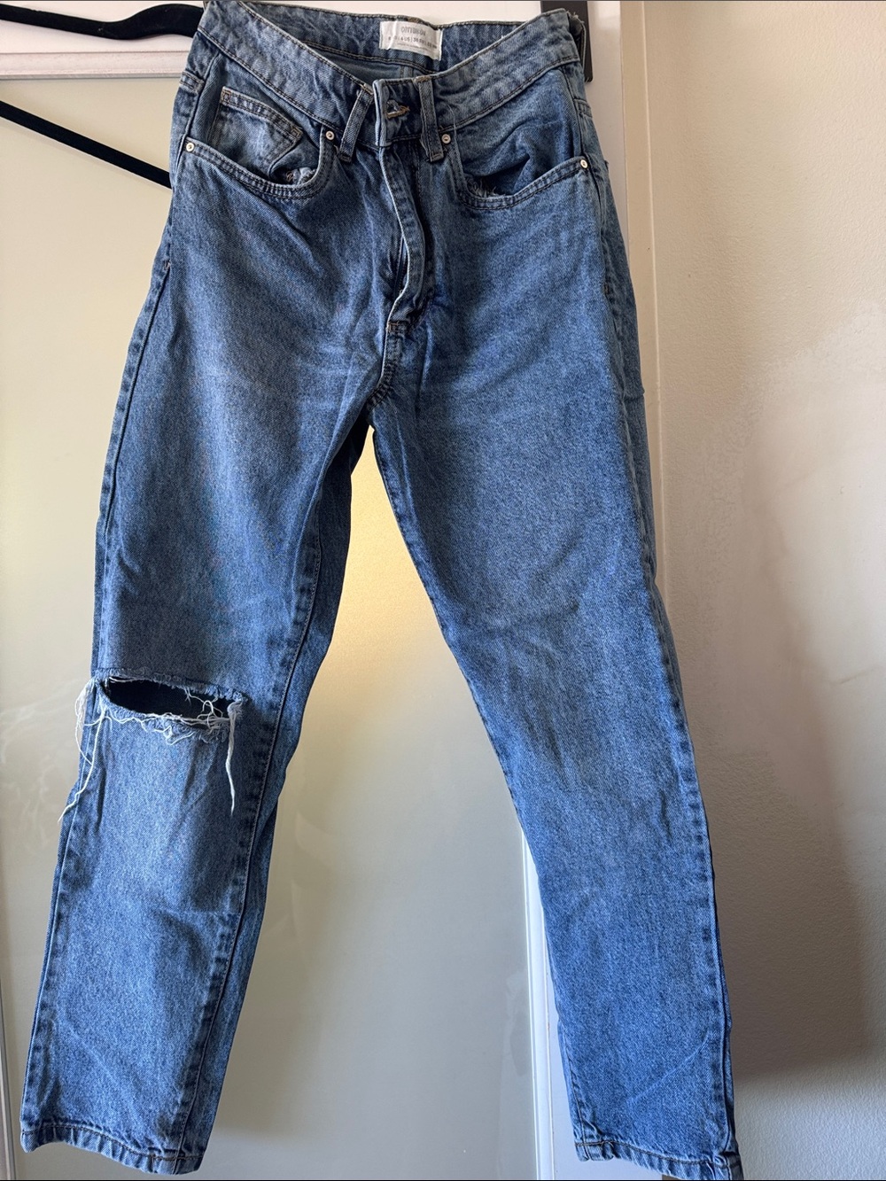 Cotton On Men's Distressed Blue Slim Straight Jeans
